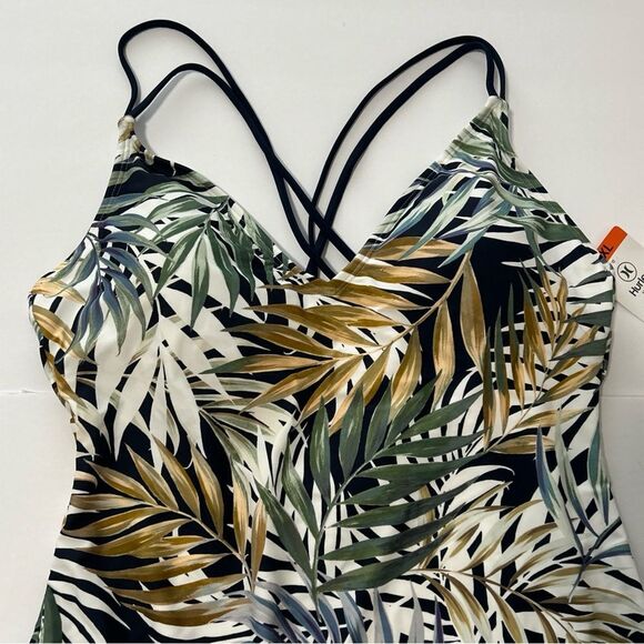 NWT Hurley Swimsuit Women’s Size XXL One Piece Blue Green Tropical Leaf Print - Picture 3 of 9